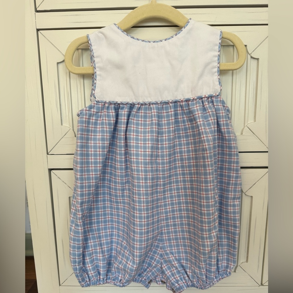 Lullaby Set Dusty Blue and Red Plaid Bubble Size 12 month - Picture 2 of 5